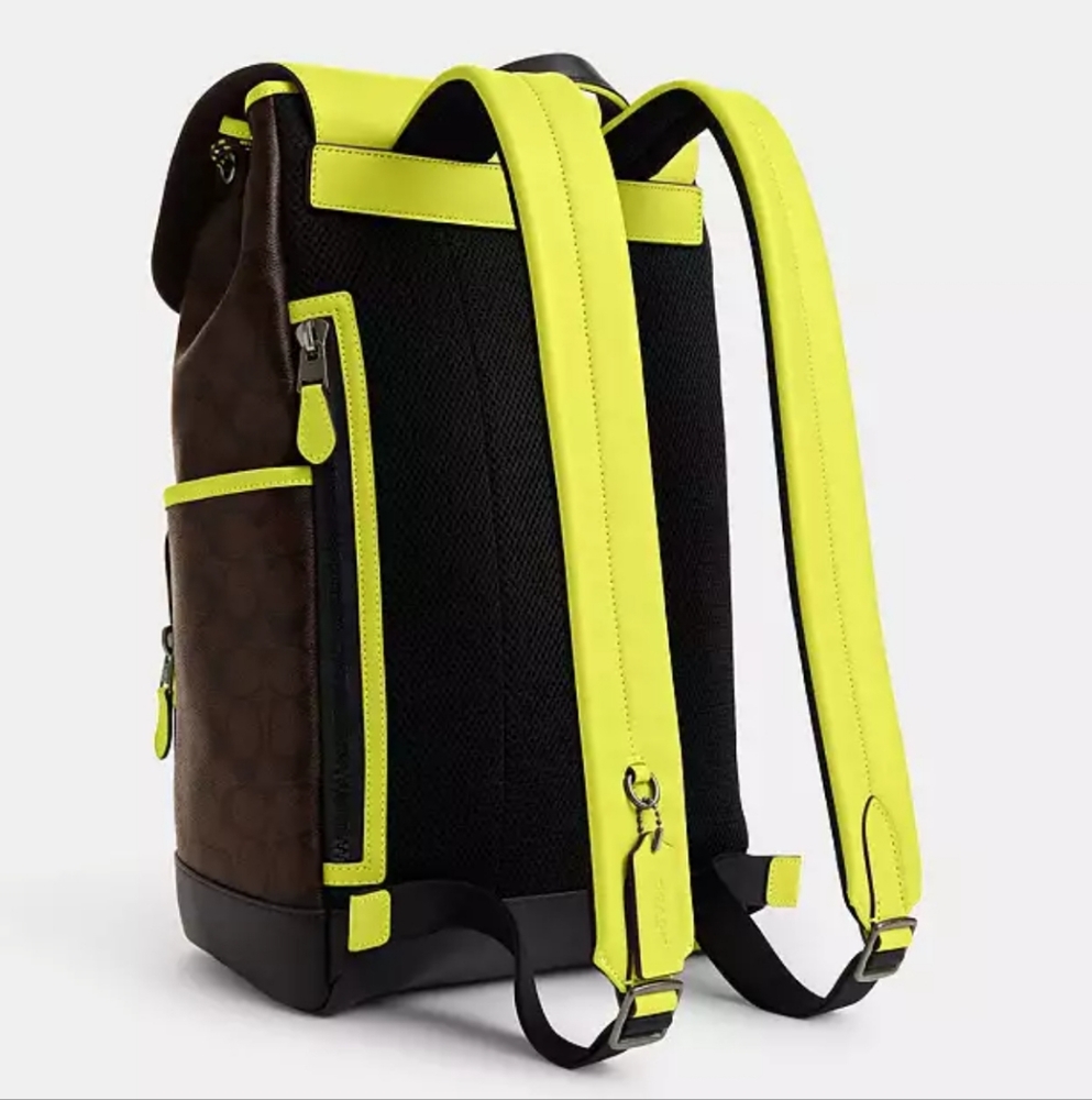New! Track Backpack In Colorblock Signature Canvas - Picture 2 of 5